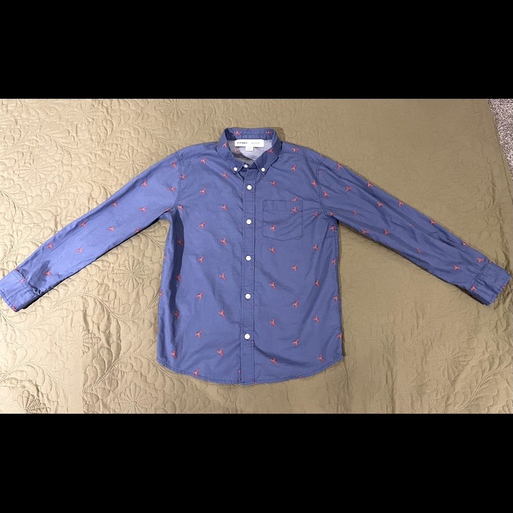 Old Navy Button down long sleeve lobster shirt Size 10/12 L